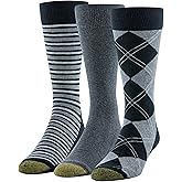 GOLDTOE mens Comfort Cushion Argyle Crew Socks, 3-pairs