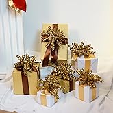 Lakkity 12Pcs Bows for Gift Wrapping, 6 Inch Curly Ribbon Bows, Self Adhesive Burst Gift Bow for Presents,Paper Bag, Baby Shower Favors, Wrapping Accessories, Wedding Decor (Stripe)