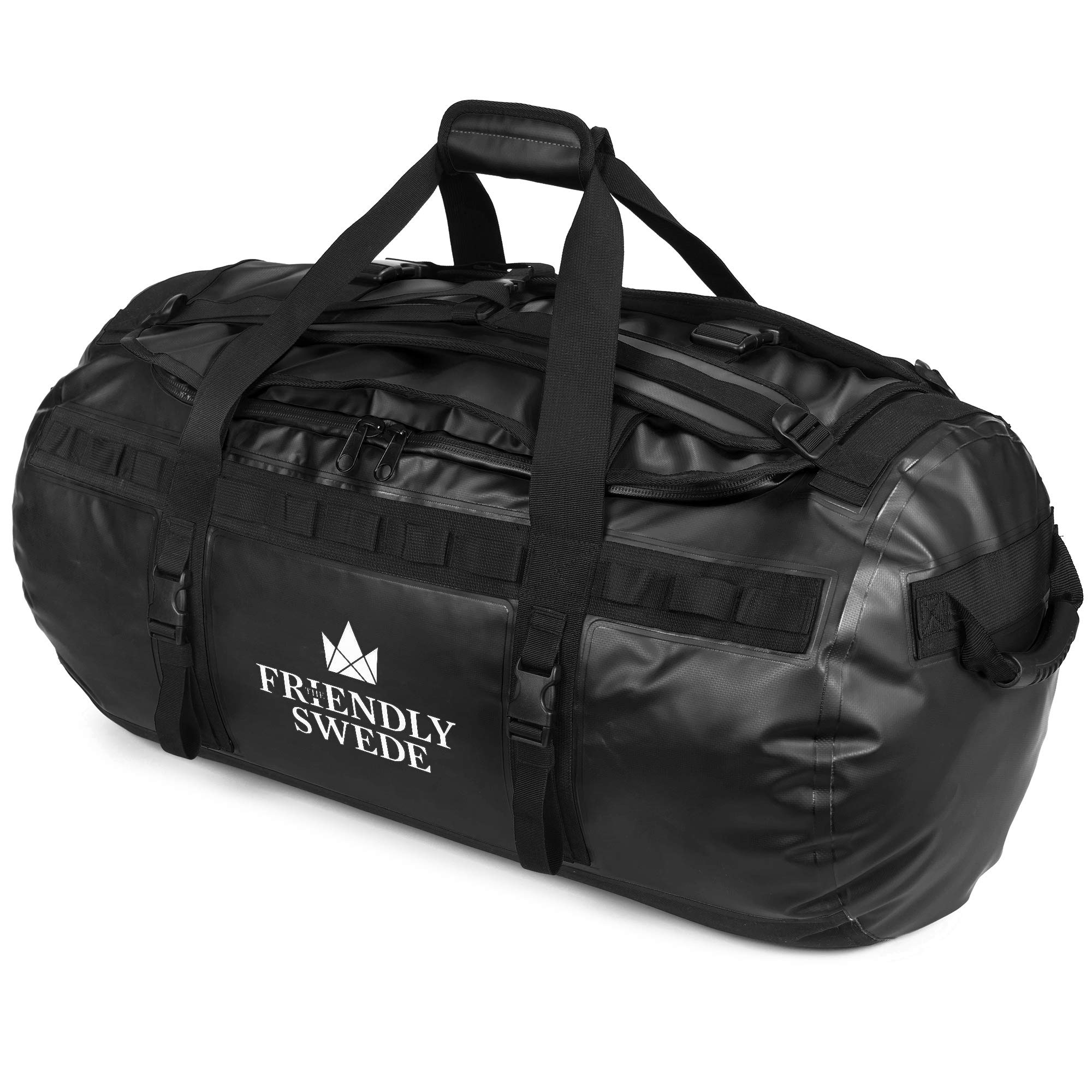 The Friendly Swede Sandham Waterproof Duffle Bag Backpack - 30L / 60L / 90L - Duffel Bag, Sports Bag Duffel Dry Bag with Backpack Function, Black 90L, (90L) EU โ image 1