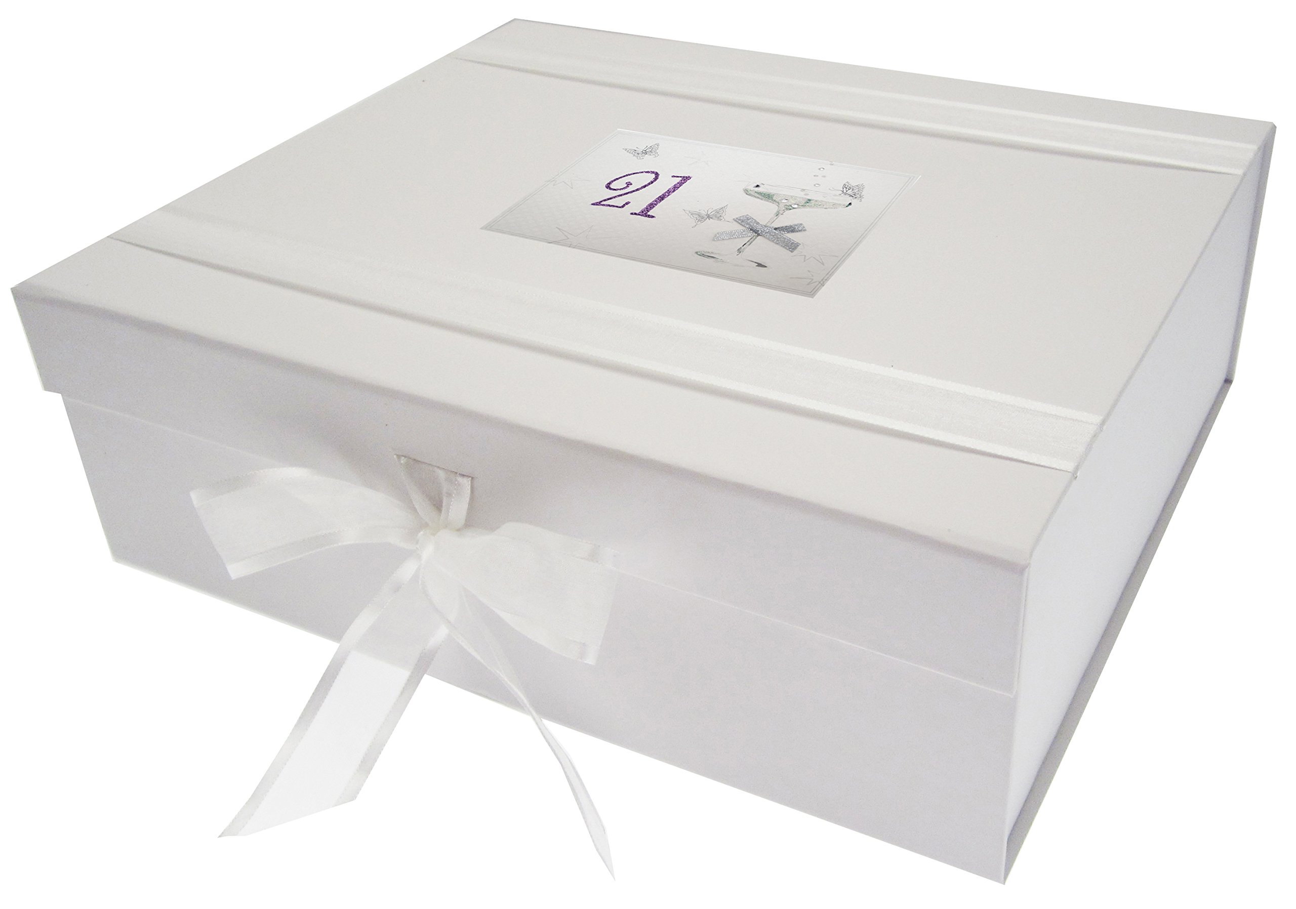White Cotton Cards C21A4 27.2 x 32 x 11 cm Large 21st Birthday Coupe Glass Keepsake, White