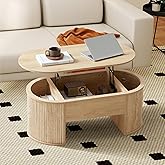 ORRD Lift Top Coffee Table, Fluted Coffee Table with Lifting Top, Wooden Lift Up Dining Table with Hidden Compartment, Center