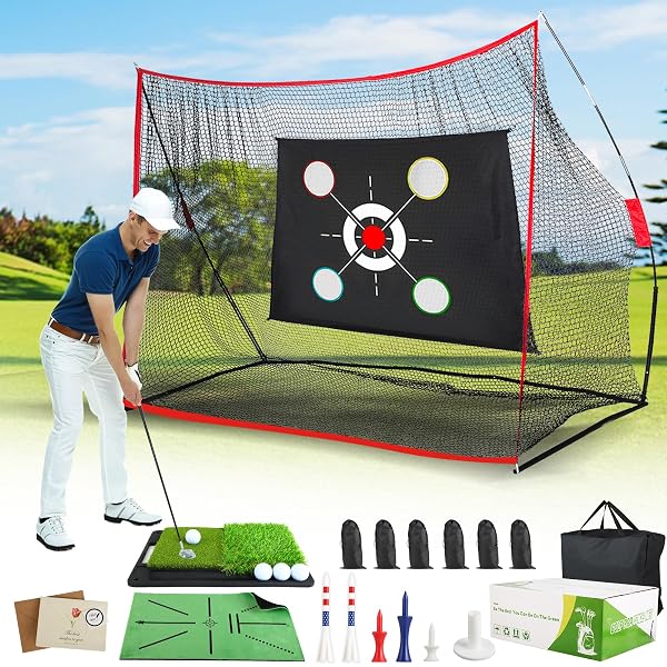10X7 FT GOLF NET WITH 2-IN-1 REPLACEABLE NON-SLIP...