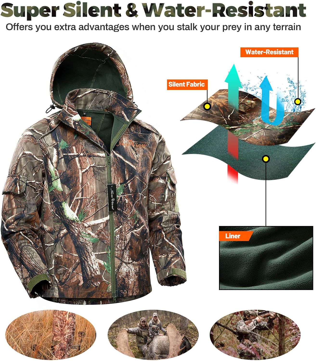 NEW VIEW Upgraded Hunting Clothes for Men,Silent Water Resistant Hunting Suits,Hunting Jacket and Pants: Clothing
