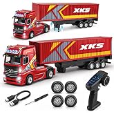 Uregoio 1:64 Mini RC Semi Truck with Auto-Detachable Container Trailer | 2.4Ghz 4WD Remote Control Car with Drift &amp; High-Speed Tires, Micro RC Vehicle with Light &amp; Sound, Toy Gift for Boys &amp; Adults