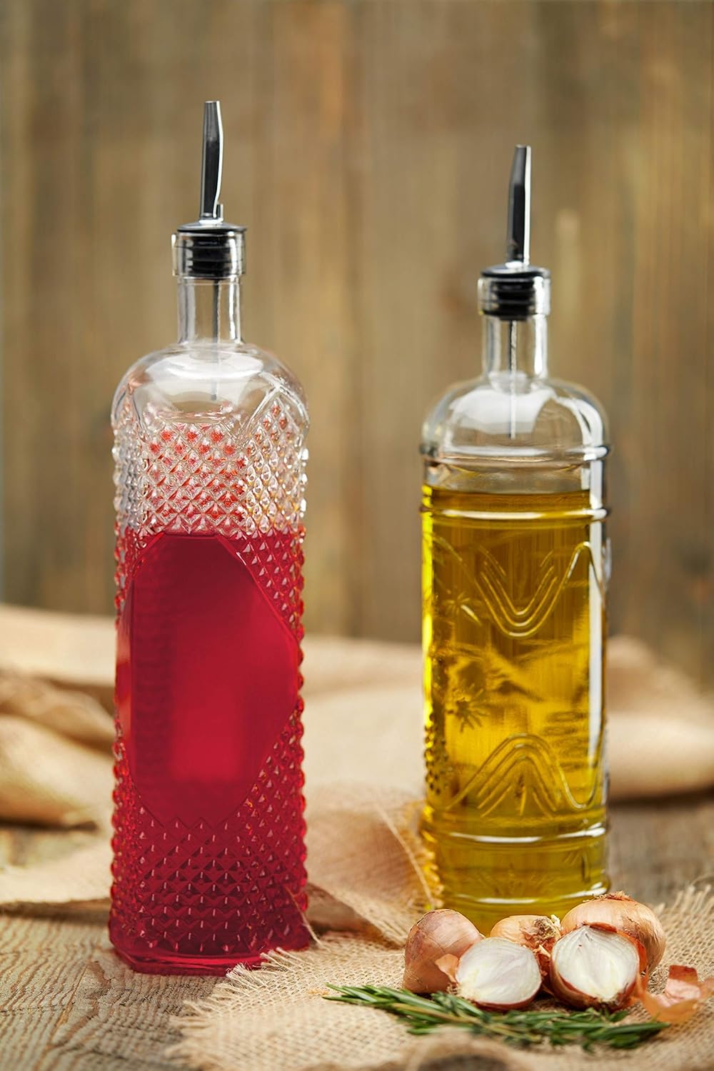Large Clear Decorative Glass Bottle with Spout and Cork, 32oz, 1 Bottle - Design: Kristal (3in X 11.9in): Home Improvement