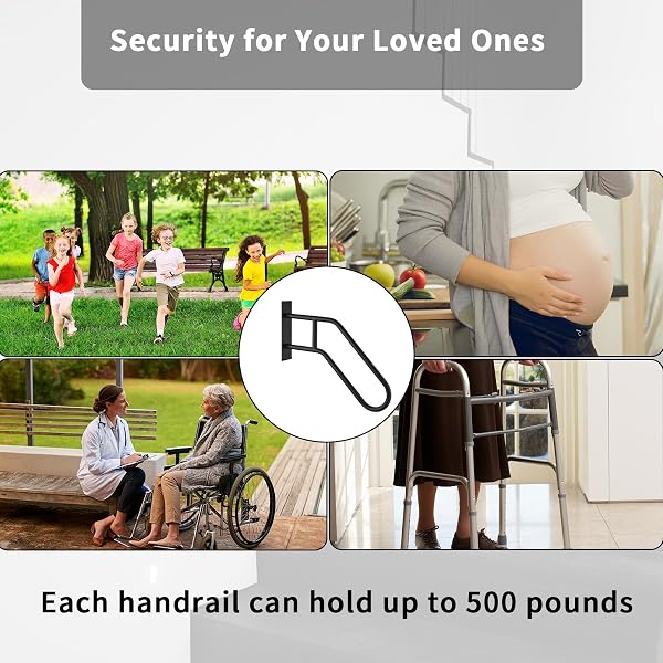 HANDRAILS FOR OUTDOOR STEPS,STAIR RAILING INDOOR1-3 STEP,PORCH RAILING & DECK HAND RAIL WALL MOUNTSTAIR HAND GRAB BARS,U-SHAPED SAFETY HANDRAILS