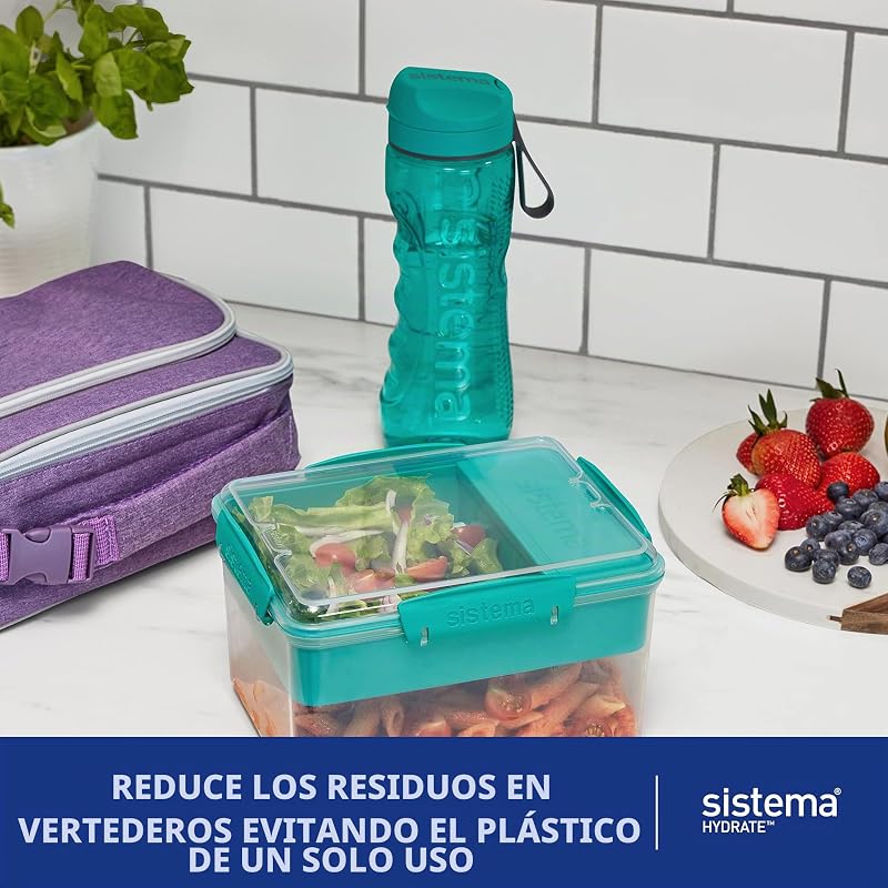 Hydrate Tritan Active Botella de agua para deporte | 800 ml | Botella de agua a prueba de fugas | Sin BPA | Ocean Blue & Minty Teal | 2 unidades