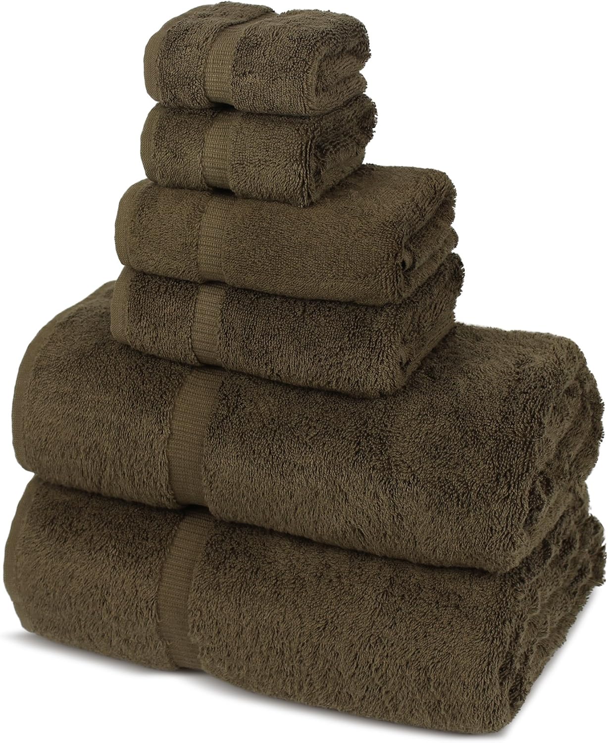 Chakir Turkish Linens Luxury Spa and Hotel Quality Premium Turkish Cotton 6-Piece Towel Set (2 x Bath Towels, 2 x Hand Towels, 2 x Washcloths, Cocoa): Kitchen & Dining