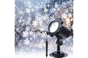 QUICARD Christmas Snowflake Projector Lights for Outdoor, IP65 Waterproof Holiday Projector LED Lamp, 180° Rotating Snowfall Lamp for Xmas Halloween Party Garden Decoration (Snowflake Projector Lights)