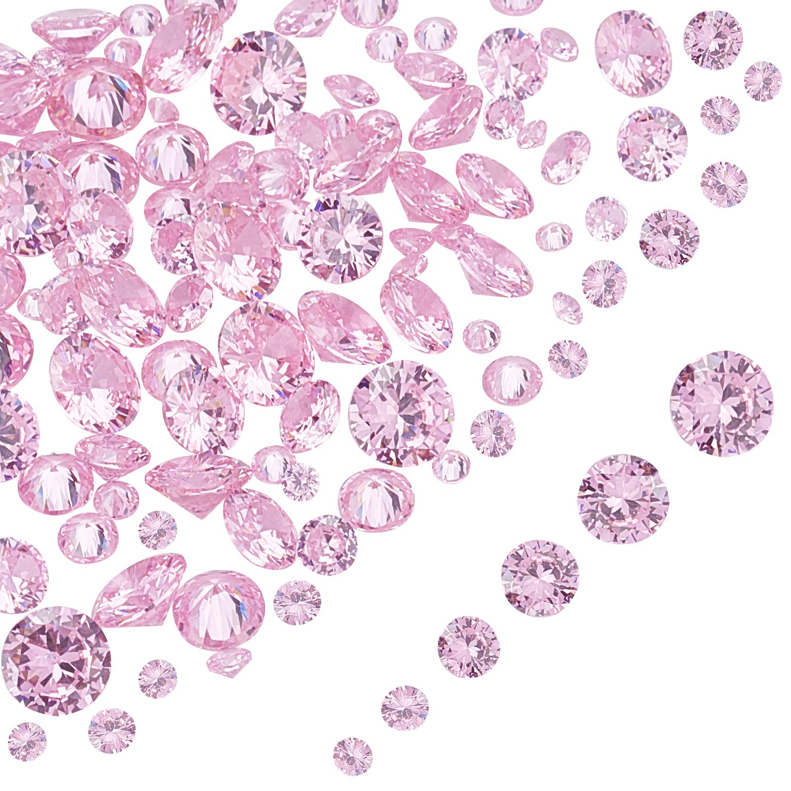PH PandaHall PH PandaHall 120pcs 6 Sizes Cubic Zirconia Stone Loose CZ Stones Faceted Cabochons for Earring Bracelet Pendants Jewelry DIY Craft Making, Pink, 2.2/3/4/5/6/7mm