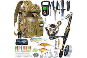 THKFISH Telescoping Fishing Rod and Reel Combo with Backpack, Carbon Fiber Travel Fishing Pole Spinning Reel Kit with Fishing