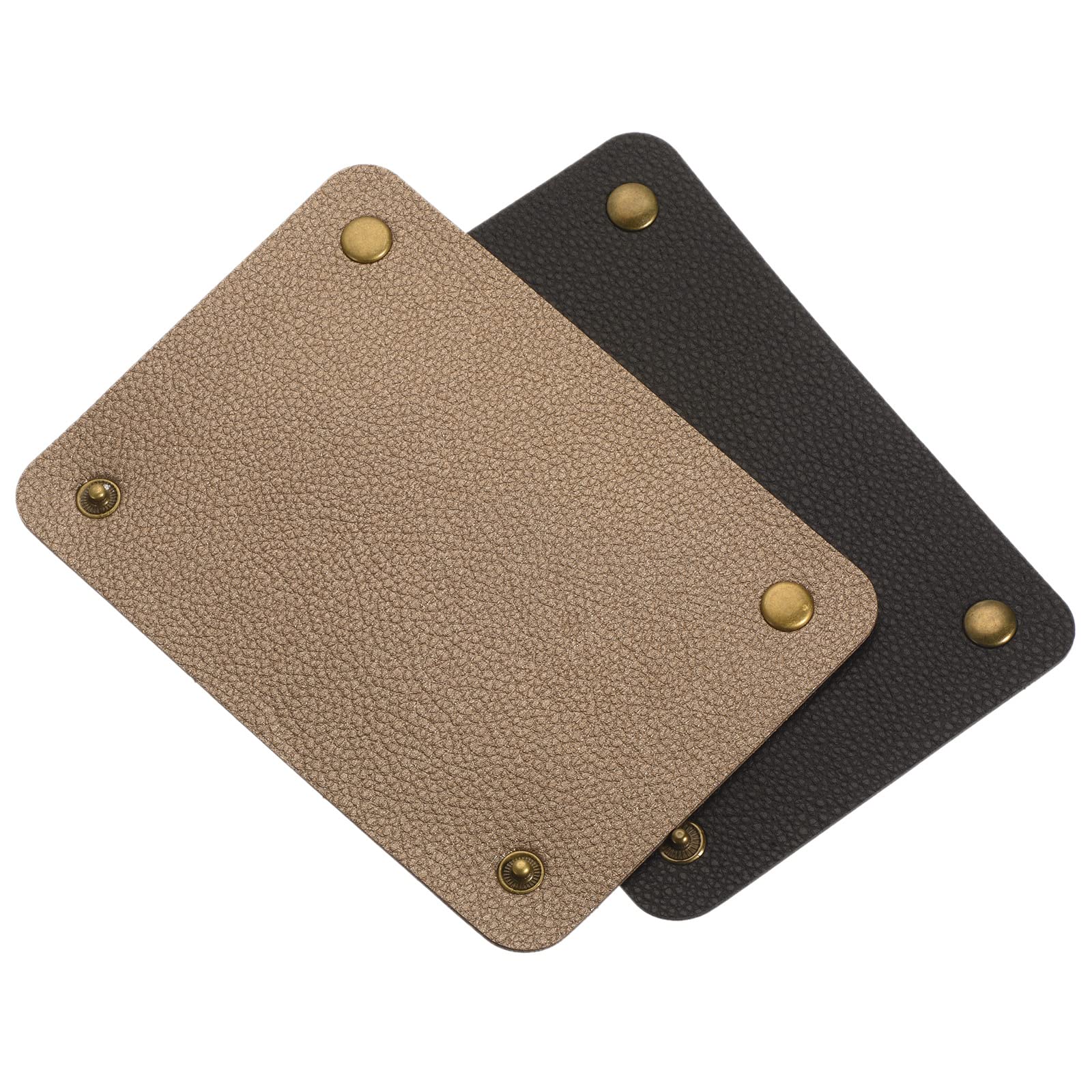 PATIKIL Luggage Handle Wraps, 2Pcs PU Leather Handbag Grip Cover Identifier Protector with Brass Clasp for Travel Bag Suitcase, Black Dark Golden