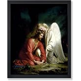 Poster Master An Angel Comforting Jesus Poster - Garden of Gethsemane Print - Jesus Christ Art - Gift for Men &amp; Women - Religious Christian Decor for Home, Chapel or Church - 8x10 UNFRAMED Wall Art