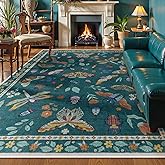 Lahome Insect Washable Rugs 8x10, Soft 8x10 Area Rugs for Living Room, Non Slip Bedroom Rug Under Bed Ultra-Thin Large Carpet for Dining Room Office Playroom(8'x10',Dark Green)