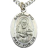 Westmon Works St Pio Solid Pewter One Inch Saint Medal with Stainless Steel Chain