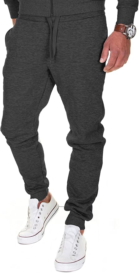 Pantalon De Jogging Homme JustSun – Coton Extensible, 2 Poches Zippées – Pour Sport, Fitness, Loisirs