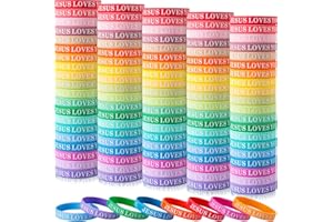 IDREAMBAND 100 Pcs Jesus Loves You Wristbands - Colorful Rubber Bracelets for Men, Women & Party Favors