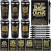 Acellegic 18 Pcs Easter Christian Gifts Bulk for Women Men 16oz Religious Stainless Steel Tumbler Bible Verse Scriptures Notepads Pens Employee Staff Faith Inspirational Church Nativity Gift