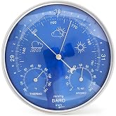 Traditional Weather Station Indoor,3-in-1 Barometer Thermometer Hygrometer | 6.9inch Aluminium Alloy Frame Accurate Weather Station Wall-Mounted Instrument for Home Office Wall Decor