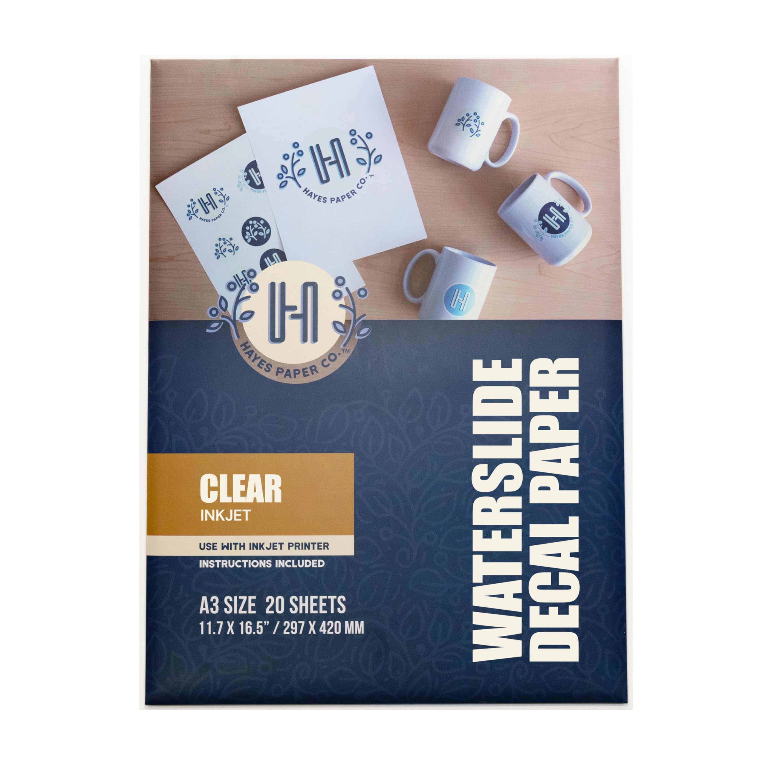 Hayes Paper Co, Waterslide Decal Clear Inkjet (A3, 20 Sheets)