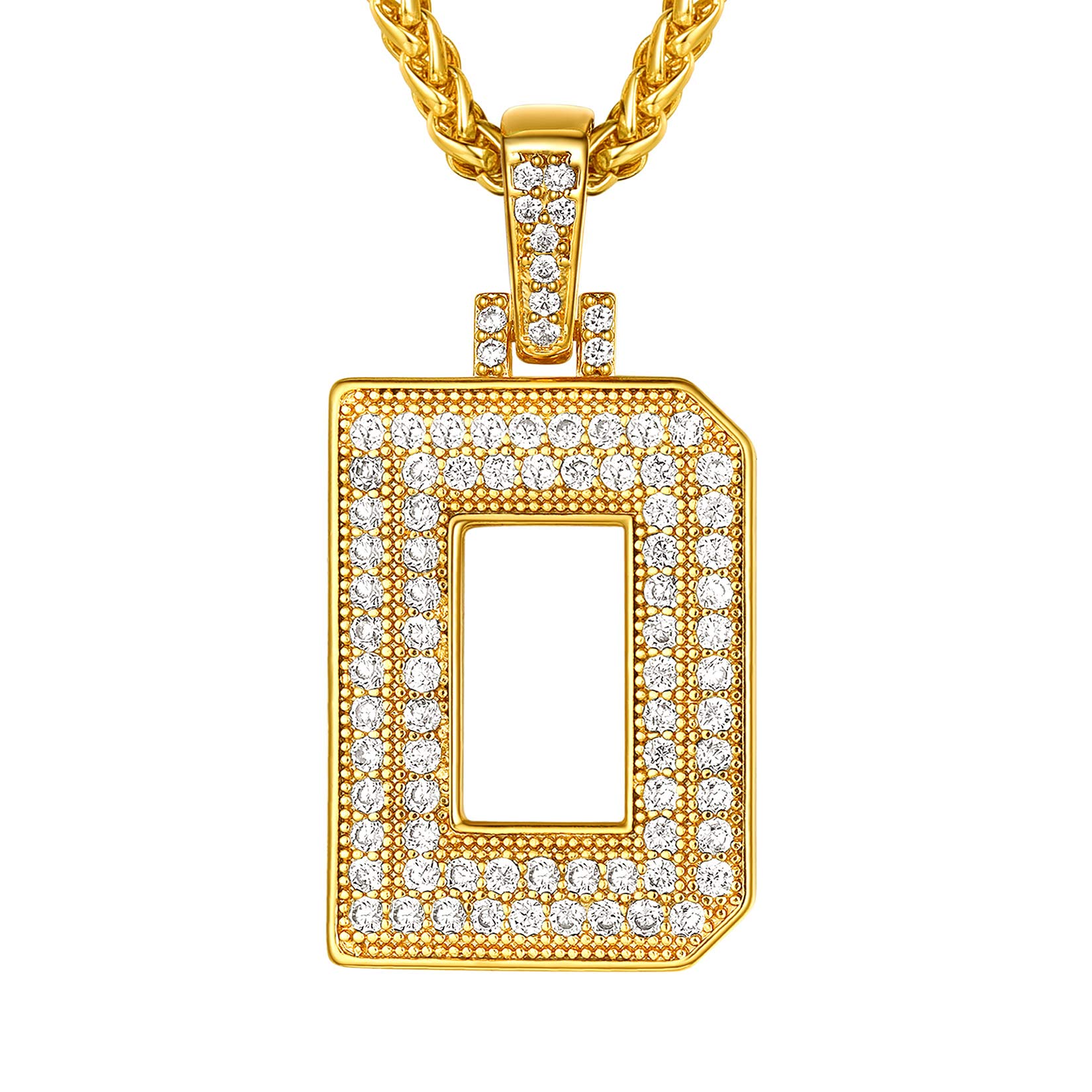 Suplight Bling Bling Initial Necklace C, Gold Plated Cubic Zirconia A to Z Alphabet Letter Pendants, D Initial Necklace Pendant for Men Boys