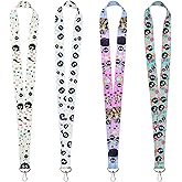 Pounchi Cute Soot Sprite Lanyard (4 Pcs) for ID Badge Holder Keys Wallet, Anime Lanyards for Teens Kids School Office Party Supplies Gifts