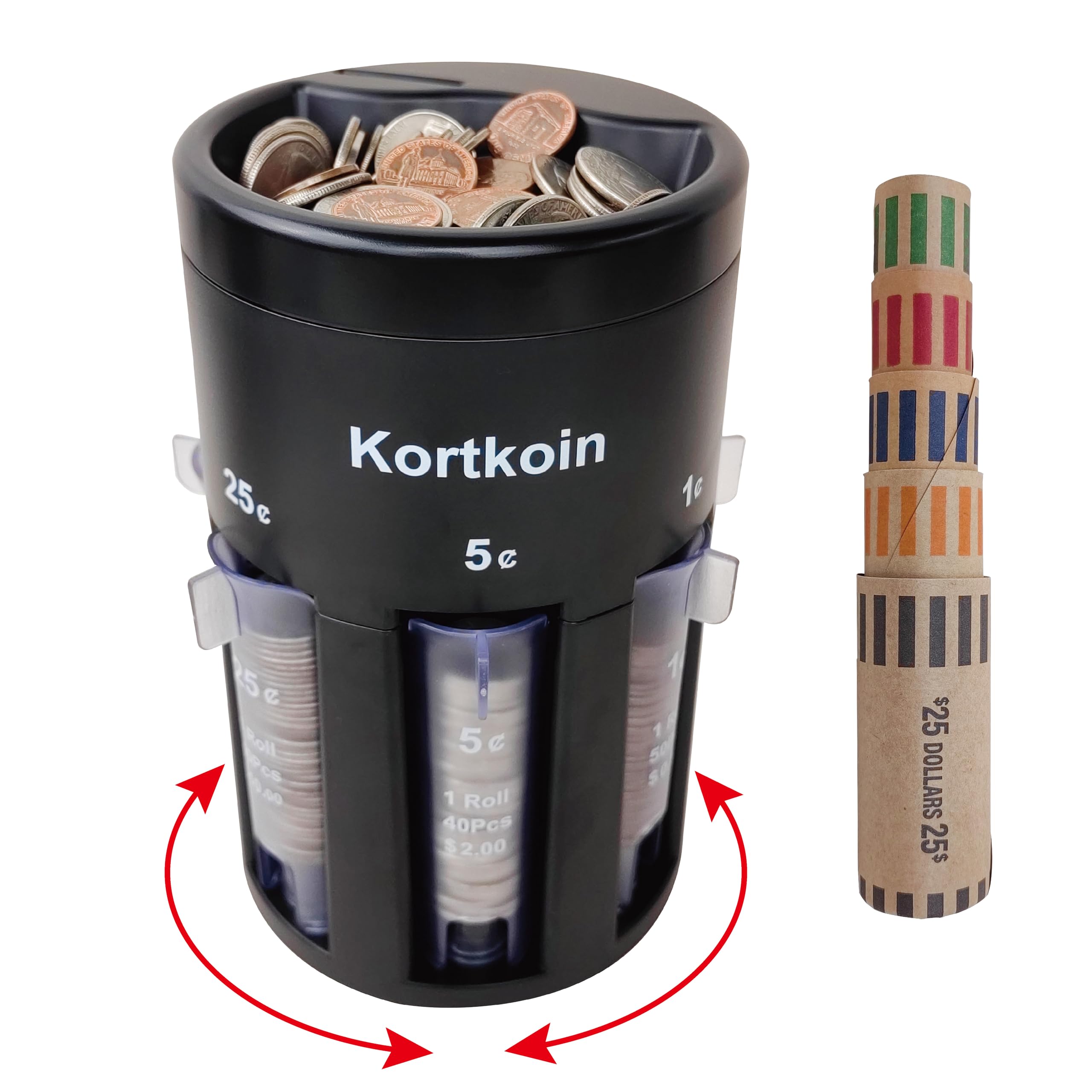 Photo 1 of Kortkoin Automatic Coin Sorter 5 IN 1 Coin Counter with Coin Wrappers, Sort your Spare Change in Piggy Bank Coin Bank & Coin Holder Quickly & Accurate as Sort Machine, Easy to Use as Gift & Time Saver