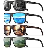 Square Polarized Sunglasses for Men Vintage Style Driving Travel Sun Glasses Lightweight Frame UV Protection Goggles