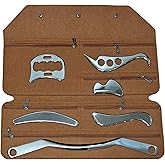 GYX COELE 6 in 1Stainless Steel Gua Sha Scraping Massage Tool Set- IASTM Tool Set Great Soft Tissue Mobilization Tool- for Back, Neck, Arm, Leg, Shoulder and Whole Body Acupoints(Carry Bag)