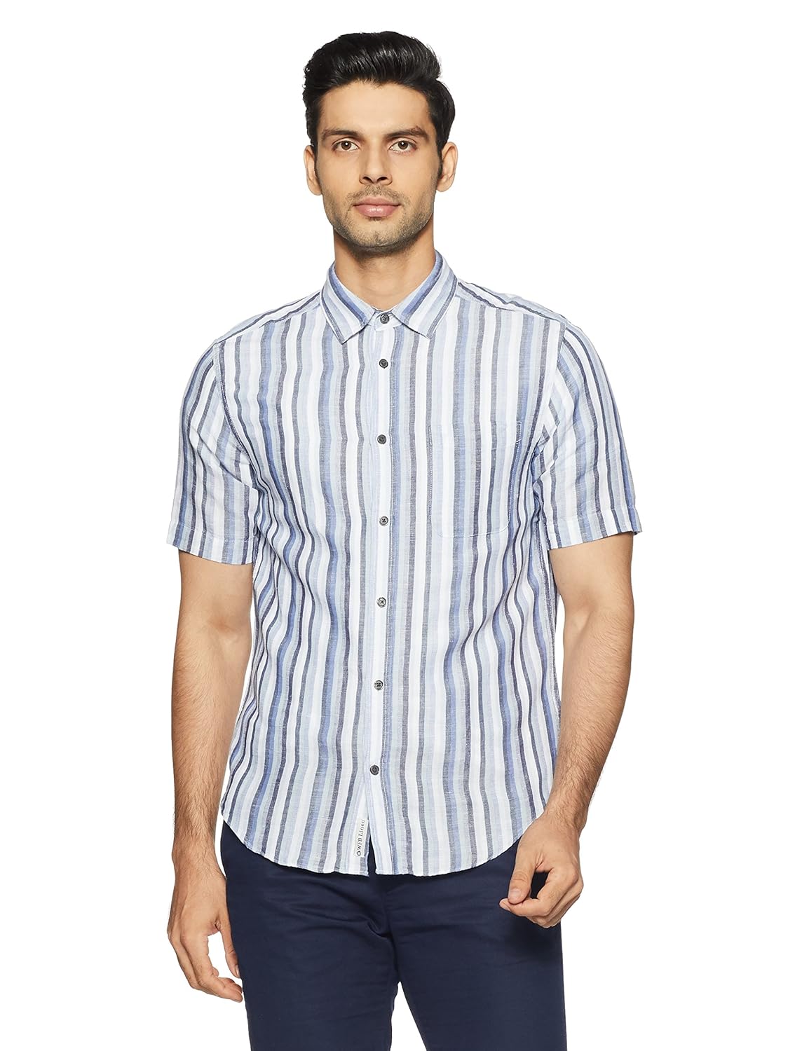 marks & spencer men's striped regular fit casual shirt