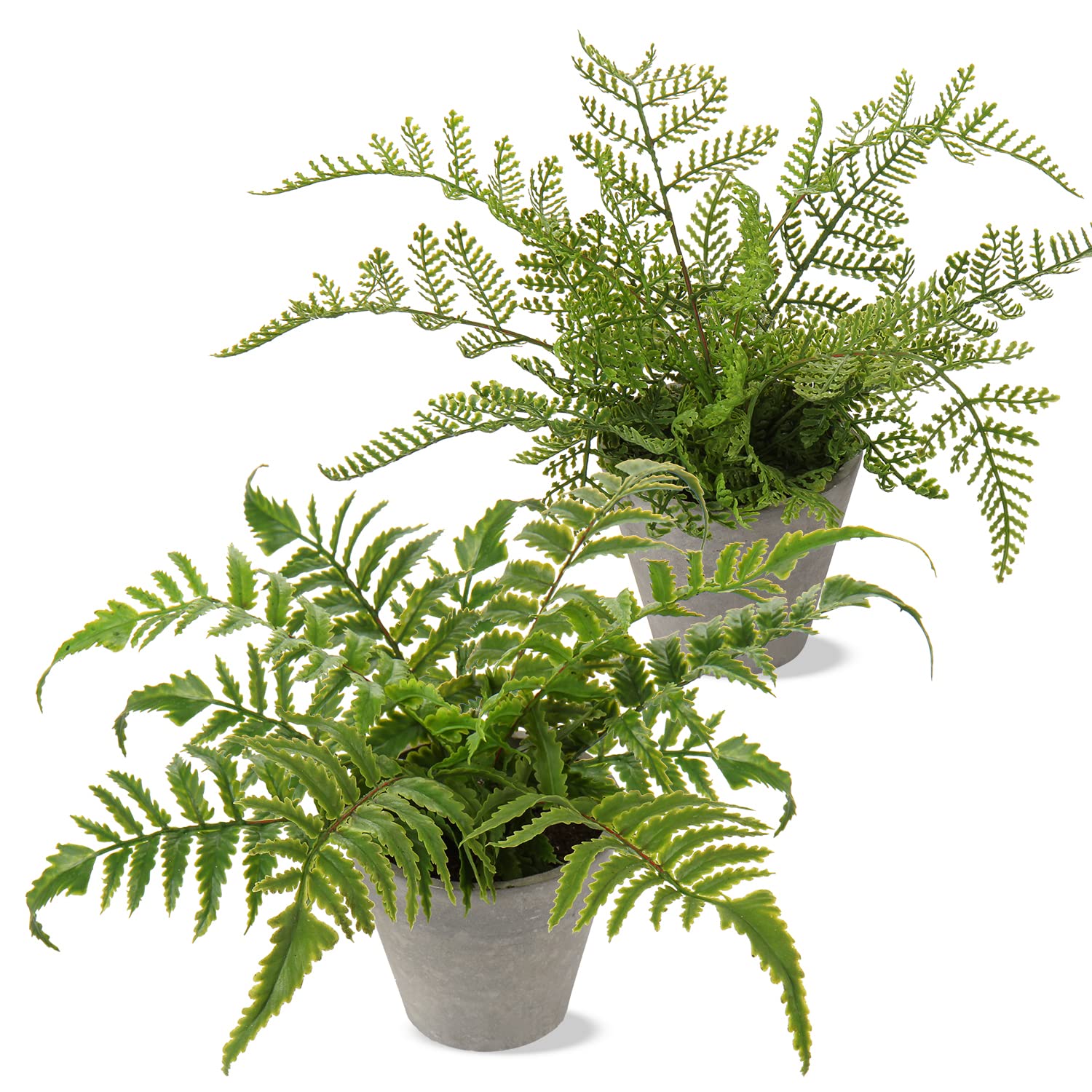 Oairse 2 Pack Artificial Boston Fern Plant in Pots Decorative Artificial Plant Small Fake Plants Indoor Faux Fern Potted for Home Bedroom Office Desk Room Decoration — image 1