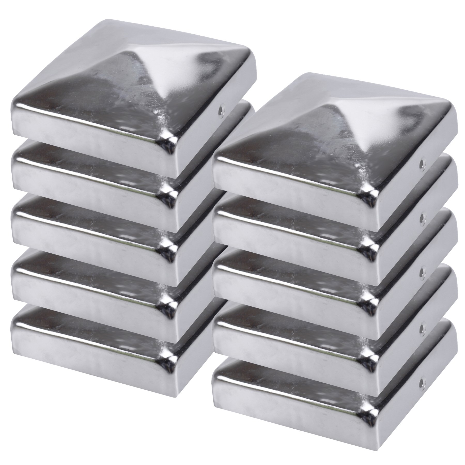 Fence post caps, stainless steel pyramid post cap 91 x 91 mm