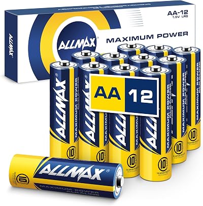 ALLMAX AA Maximum Power Alkaline Batteries 12 Count LR6 Long Lasting Leakproof