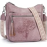 VIMUTI Crossbody Bags for Women Trendy Vegan Leather Hobo Purses Embossed Shoulder Handbag Lightweight Travel Purse