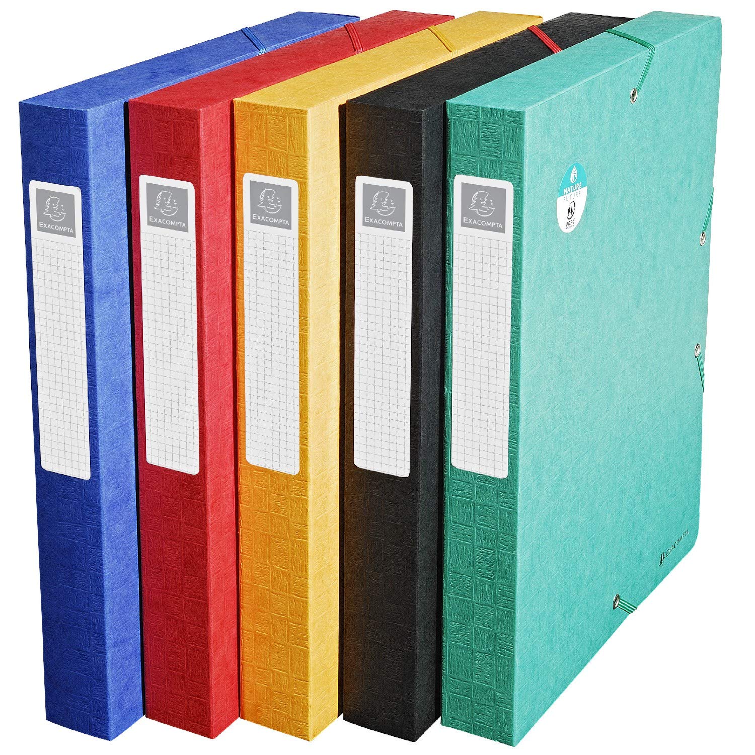 Exacompta - Ref 50810E - Scotten Elasticated Filing Box - 240 x 320mm in Size, Suitable for A4 Documents, 600gsm Premium Pressboard, 40mm Spine - Assorted Colours (Pack of 10) — image 1