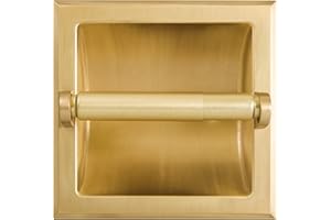 SENTO BETTER HOME BETTER LIFE SENTO Recessed Gold Toilet Paper Holder, Wall Mounted Heavy Duty Metal Toilet Paper Roll Holder with Rear Mounting Bracket, in Wall, Easy Installation, Satin Brass