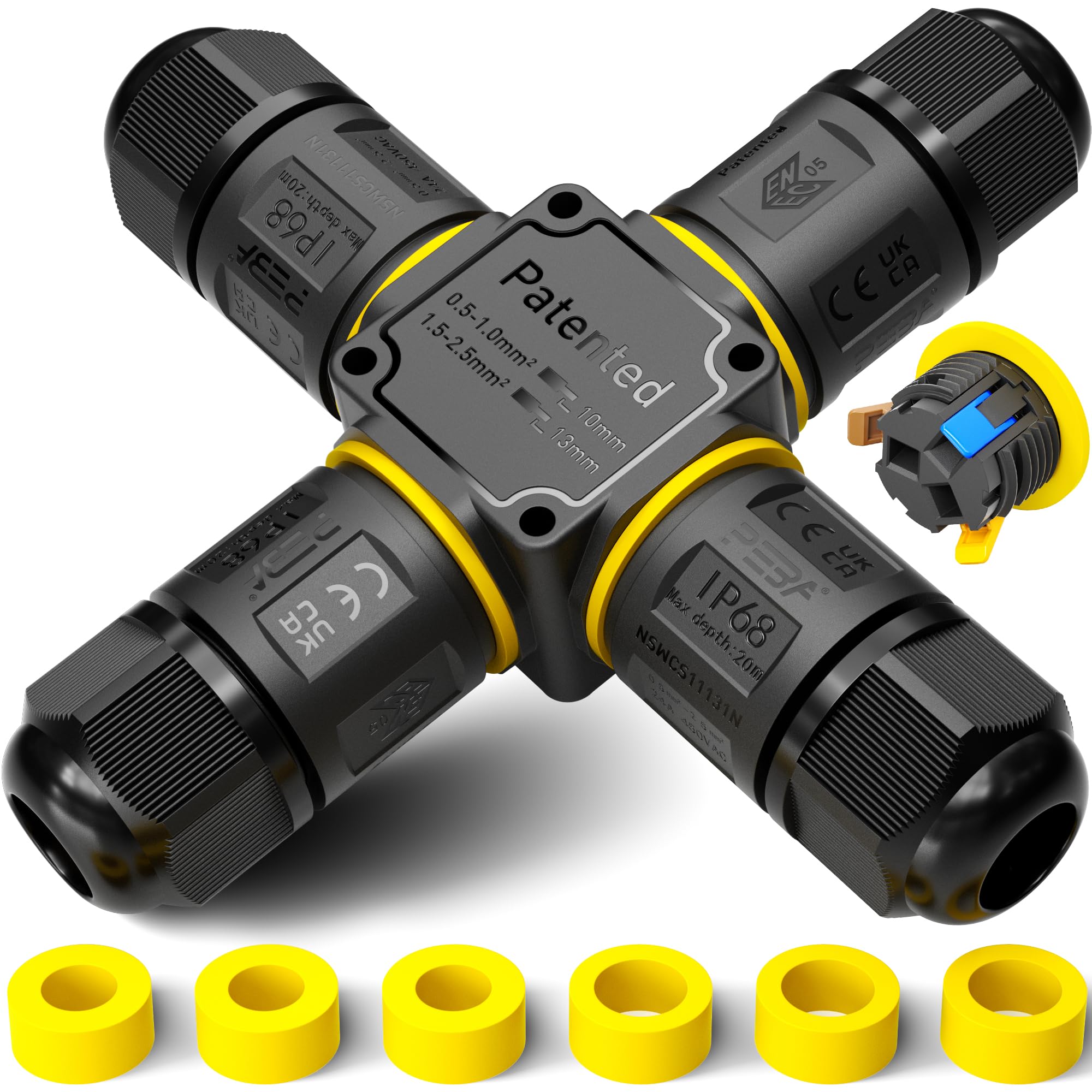 PEBA® IP68 Waterproof Outdoor Cable Connector - 4 Way Waterproof Junction Box for Cable Ø4mm-12mm
