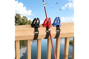 Fishing Rod Holder for Bridge and Boat Railings, Portable ABS Pole Bracket with Adjustable Strap, No-Drill Fishing Accessory,
