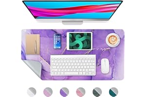 Laokiiy Desk Mat, Desk Pad Dual Leather Sided Desktop Mat for Office and Home, Desk Organization and Accessories Ideal for Large Mouse Pad and Desk Mats on Top of Desks (Purple Marble 31.5"x 15.7")