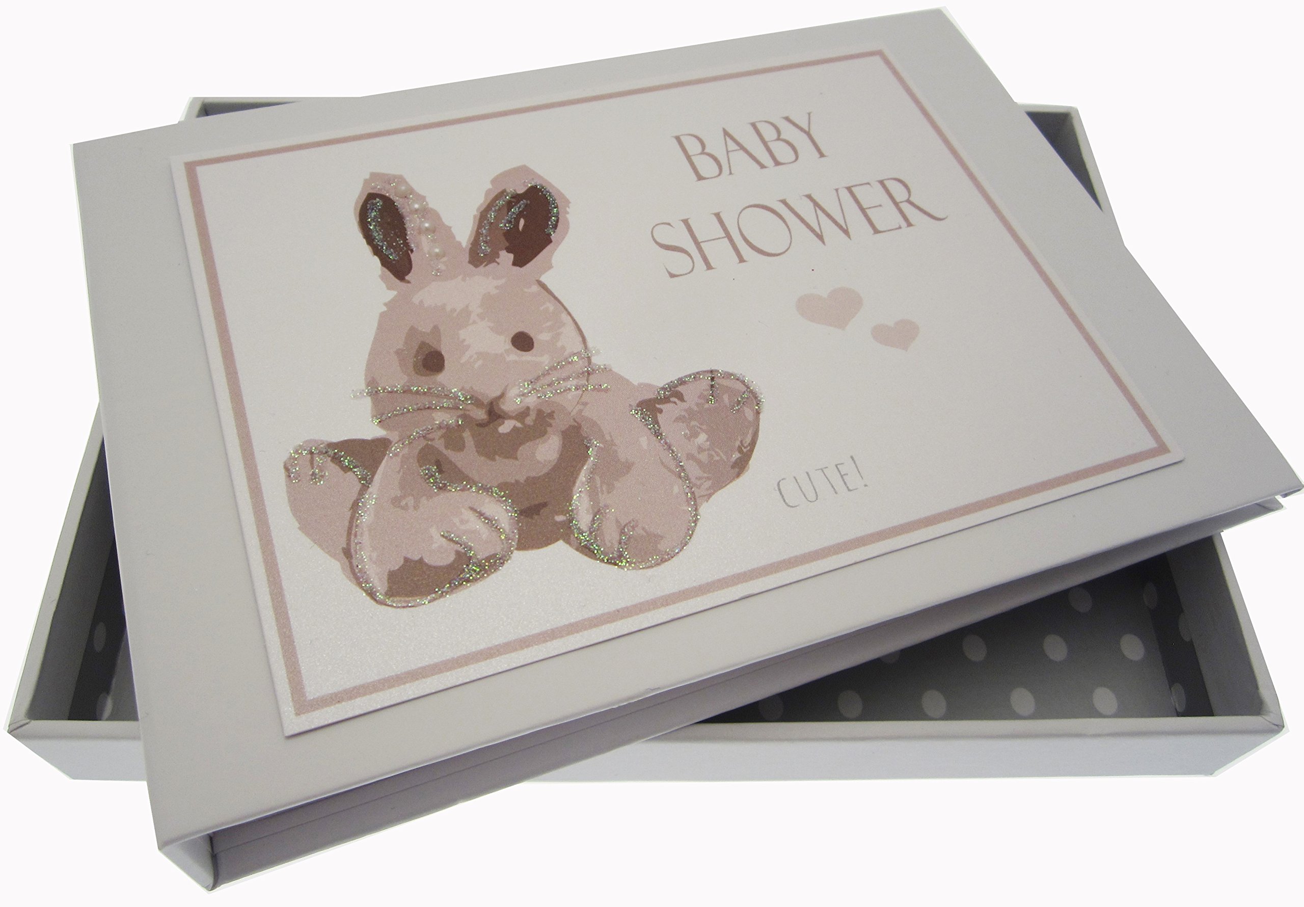 Baby Shower, Mini Photo Album, Silver Bunny