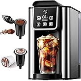KIDISLE Hot & Iced Coffee Maker with Bold Setting, Single Serve Coffee Maker for K Cup and Grounds, 6-14 Oz Brew Sizes, 50 Oz Removable Water Tank, One Cup Coffee Machine with Reusable Filter, Black
