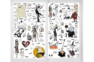 VAWCORNIC 12 Sheets Big Size Window Clings Halloween Window Clings Skeleton Halloween Nightmare Decorations Halloween Window Sticker Window Decals Window Stickers Home School Office Party Supplies