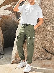 JMIERR Work Pants for Men Stretch Elastic Waist