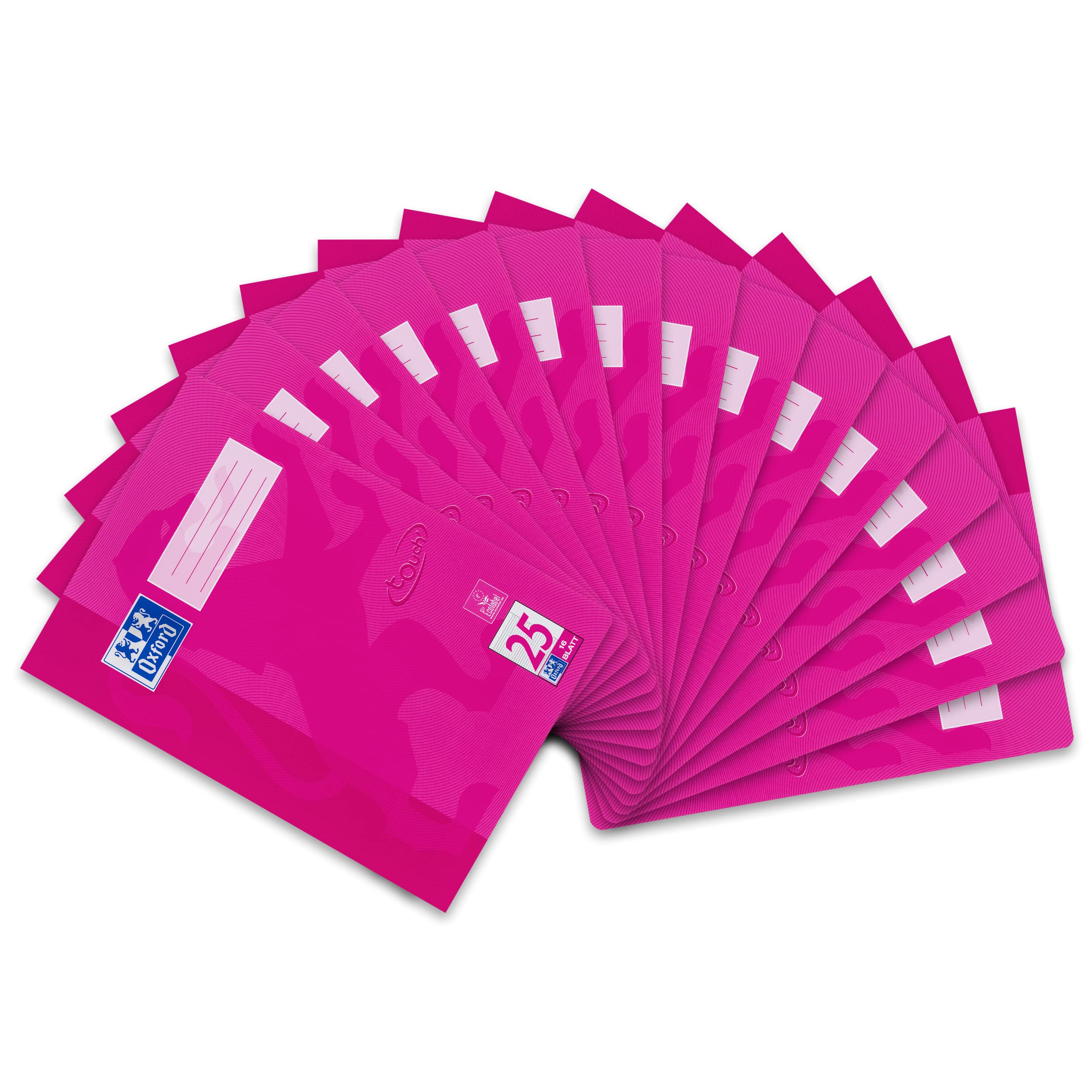 Oxford Touch Exercise Book DIN A4 Lined 16 Pages, Pink, Pack of 15
