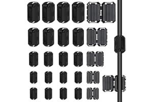 COITEK 25PCS Clip-on Ferrite Ring Core RFI EMI Noise Suppressor Cable Clip for 3.5mm/5mm/7mm/9mm/13mm Diameter Cable, Each Size 5PCS, Black