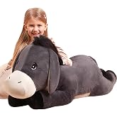 IKASA 33" Giant Donkey Stuffed Animal, Super Soft, Zipper-Free Plush | Extra Plump Full Body Filling, Child-Safe One-Piece Design, Cute Hugging Pillow Gift for Kids, Girls &amp; Adults