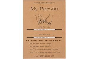 SANNYRA Morse Code Bracelet, Best Friend Matching Gifts for 2 Couples, My Person Bestie Sister I Love You Secret Message Friendship Handmade Adjustable Jewelry for Women