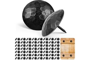 Otoolling 100 Pcs Large Iron Clavos Decorative Nails Iron Antique Clavos Fasteners Ornamental Rustic Accent for Wood Doors, Shutters, Faux Wood Beams, Gates and Furniture (1 Inch,Black)