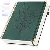 Spiral Notebook 8.5" x 11", Notebooks College Ruled, Hardcover Notebook with Numbered Pages, Notebook Journal for Women, Leather Journal Notebooks for Work, Writing, Thick Aesthetic Notebook, Green