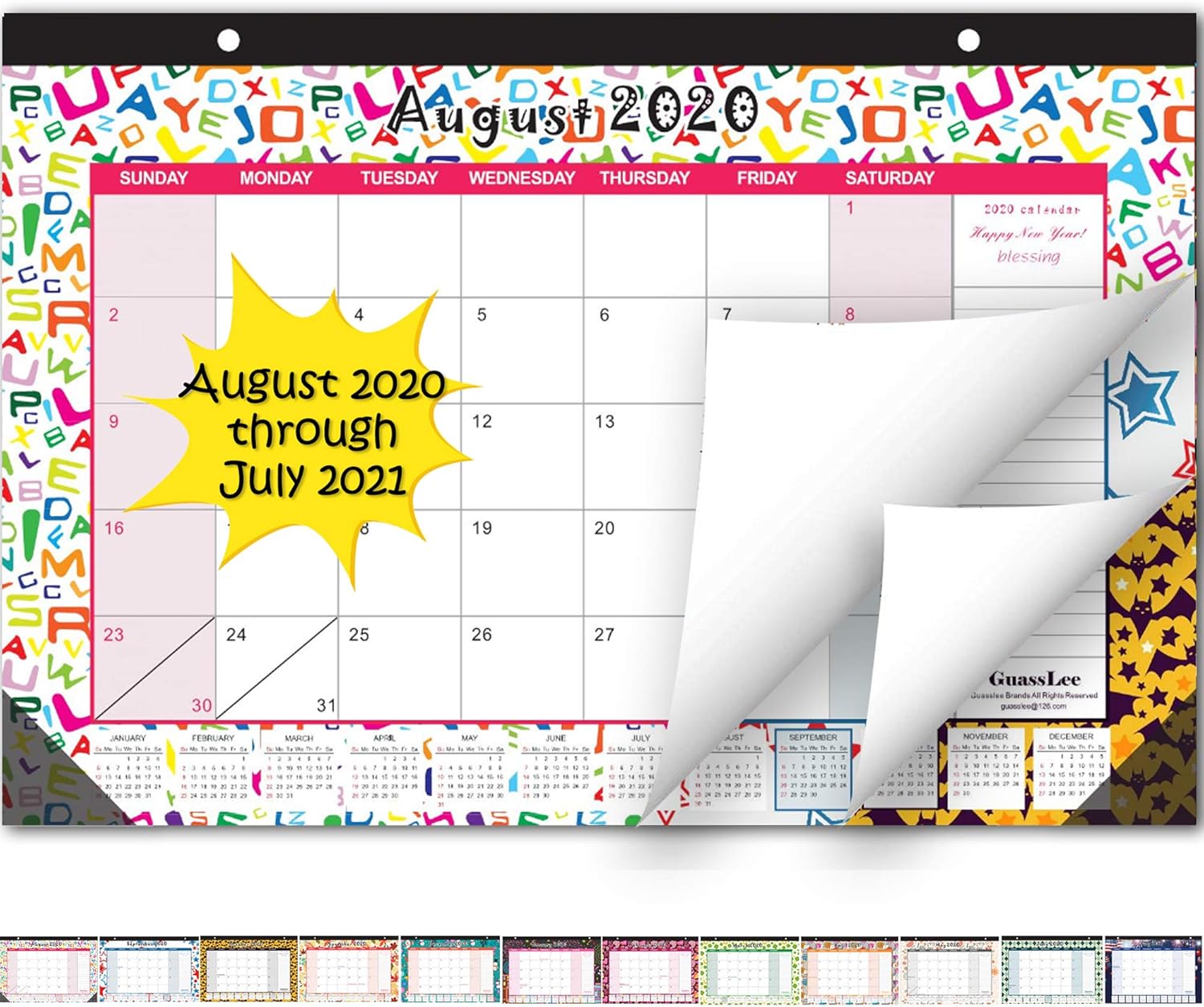 Desk Calendar 2020-2021: Large Monthly Pages 21 x 14 Inches Runs from August 2020 Through July 2021-12 Monthly Desk/Wall Calendar Perfect for Daily Monthly Schedule Planner - Seasonal Designs